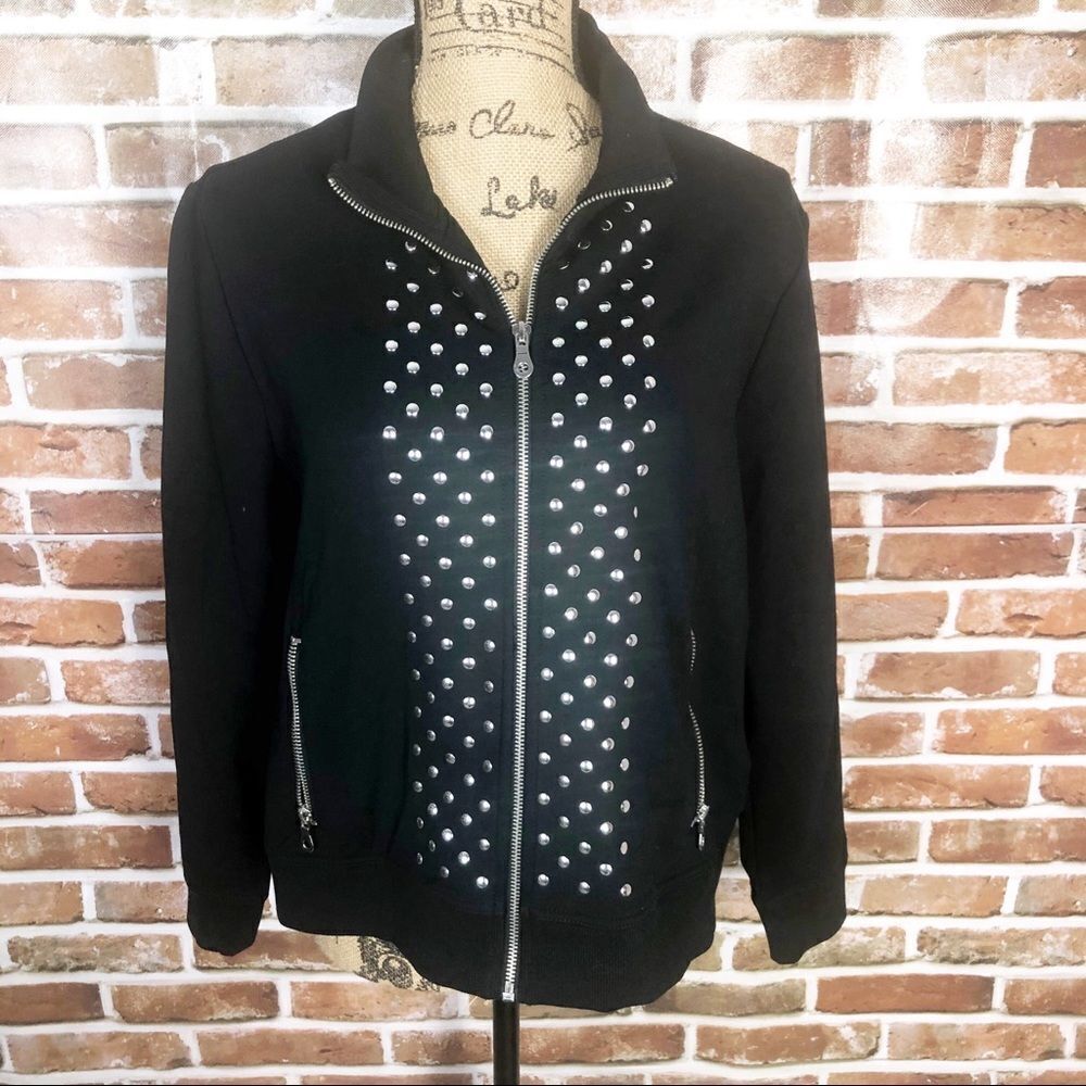 Ruby Rd. Black Studded Zip Up Women’s Jacket Coat - Picture 4 of 9